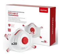 CRAZYCHIC - Masque FFP3 NR D - Masque Coque Anti Poussière avec Valve Norme CE EN149 - Protection Respiratoire Pollution Fumée - Masque Travaux Peinture Chantier Industrie Chimie