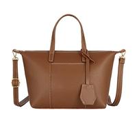 CRAZYCHIC - Petit Sac à Main Femme Simili Cuir PU - Sac Shopping Porté Epaule Bandoulière - Besace Sacoche Cabas Fourre-Tout Petite Taille Forme Trapèze - Sac Ville Elégant Dame Fille - Marron Camel