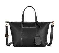 CRAZYCHIC - Petit Sac à Main Femme Simili Cuir PU - Sac Shopping Porté Epaule Bandoulière - Besace Sacoche Cabas Fourre-Tout Petite Taille Forme Trapèze - Sac Ville Elégant Dame Fille - Noir
