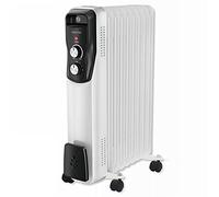 CRAZYCHIC - Radiateur Bain d'Huile Electrique 2000W - Chauffage d'Appoint Mobile Portable - Thermostat Réglable 3 Niveaux de Chauffe - 9 Eléments - Couleur Blanc