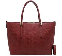 CRAZYCHIC - Sac à Main Cabas Fourre-Tout Femme Grande Taille Cuir PU - Sac Large Porté Epaule Bandoulière Tote Shopper Bag - Fille Cours Lycée Travail Business A4 - Mode Elégant - Rouge Bordeaux