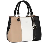 CRAZYCHIC - Sac à Main Femme Multicolore - Cabas Fourre-Tout Sac Bandoulière Porté Epaule Cuir PU Patchwork - Plusieurs Poches 3 Compartiments - Joli Sac Ville Dame Fille Mode - Noir