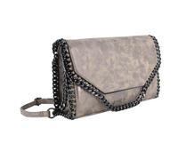 CRAZYCHIC - Sac Bandoulière Chaîne Femme - Pochette Soirée Cuir Daim Métallisé Paillette - Basace Sac Main Porté Epaule - Marron