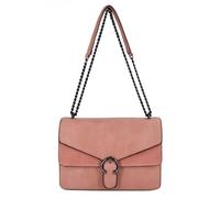 CRAZYCHIC - Sac Bandoulière Chaînes Femme - Sac Anneau - Sac Main Porté Epaule Daim Cuir - Mode Elegant Tendance Casual - Rose