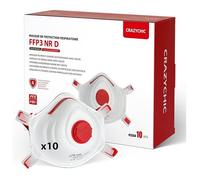 CRAZYCHIC - x10 Masque FFP3 NR D - Masque Coque Anti Poussière avec Valve Norme CE EN149 - Protection Respiratoire Particules Fines
