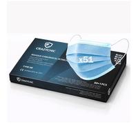 CRAZYCHIC - x51 Masque Chirurgical Médical Bleu Type IIR - Certifié CE Norme EN14683 - Masque 3 Plis Protection Respiratoire EFB>99%