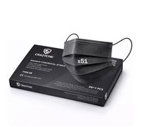 CRAZYCHIC - x51 Masque Chirurgical Médical NOIR Type IIR - Certifié CE Norme EN14683 - Masque 3 Plis Protection Respiratoire EFB>99%