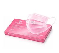 CRAZYCHIC - x51 Masque Chirurgical Médical Rose Type IIR - Certifié CE Norme EN14683 - Masque 3 Plis Protection Respiratoire EFB>99%