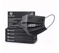 CRAZYCHIC - x510 Masque Chirurgical Médical NOIR Type IIR - Certifié CE Norme EN14683 - Masque Jetable 3 Plis Protection Respiratoire - Haute Filtration EFB>99% - Lot de 510 pièces