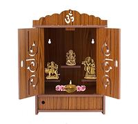 CrazyInk Temple de Maison en Bois Fait à la Main avec Portes et boîte de Rangement | Pooja Mandir | Temple Mural | Mandir pour la Maison et Le Bureau, 71,1 cm