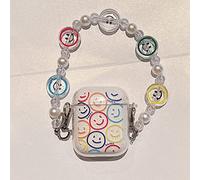 CrazyLemon Coque Compatible avec AirPods avec Sangle pour Fille Femme Mignonne Housse de Protection en TPU Souple Transparent pour Airpods 2 & 1 - Smiley