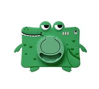 CrazyLemon Coque pour iPad 5 Génération 2017 / iPad 6 Génération 2018, CrazyLemon avec Support Rotatif à 360° Cartoon Mignon étui Protection Silicone Souple avec Lanière - Crocodile