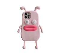 CrazyLemon Coque pour iPhone 11, Dessin Animé 3D Animaux Drôles Saucisse Bouche en Silicone Souple Protection Complète Antichoc Couverture Arrière - Lapin Rose