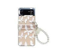 CrazyLemon Coque pour Samsung Galaxy Z Flip 3 5G, Clear Hard PC Hinge Protector Case avec Wristband Bracelet étui de Protective Mobile Phone Case - Papillon