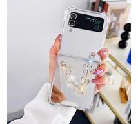 CrazyLemon Coque pour Samsung Galaxy Z Flip 4 Design Miroir, Maquillage Argent Miroir avec Bandes Strass Brillantes Paillettes Etui de Protection Mince en TPU pour Femmes Filles