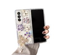 CrazyLemon Coque pour Samsung Galaxy Z Fold 6 5G, Cristal Pailleté Fleurs Papillons avec Cordon Perles Coque Téléphone Mobile Samsung Z Fold 6 Coque Protection pour Femmes Filles