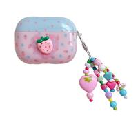 CrazyLemon Étui pour AirPods 3 Silicone Coque Mignon avec Porte-clés Style Kawaii Esthétique Girly Motif 3D Léger Fin Rigide Antichoc Protection pour Femmes Filles - Fraise Rose