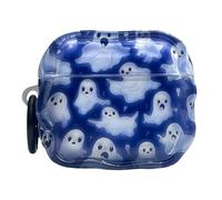 CrazyLemon Étui pour Airpods 3 Silicone IMD Mignon avec Porte-Clés Motif Cartoon Kawaii Féminin pour Femmes Filles Enfants Léger Souple Mince Antichoc Protection - Fantôme Bleu