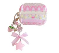 CRAZYLEMON Étui pour AirPods Pro 2 / Pro Transparent TPU Motif Cartoon Mignon Kawaii Coque avec Porte-clés Girly Léger Souple Fin Antichoc pour Femmes Filles Enfants - Fraise