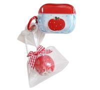 CRAZYLEMON Étui pour AirPods Pro 2 / Pro Transparent TPU Motif Cartoon Mignon Kawaii Coque avec Porte-clés Girly Léger Souple Fin Antichoc pour Femmes Filles Enfants - Pomme Rouge