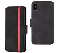 CrazyLemon Étui pour iPhone X iPhone XS, Étui Coque de Protection Antichoc magnétique en Cuir PU avec Porte-Cartes - Noir
