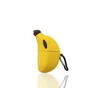 CrazyLemon pour AirPods 4 Étui Silicone, Motif Dessin Animé Mignon Amusant avec Porte-clés pour Hommes Femmes Enfants Adolescents Garçons Coque Protection Souple Antichoc - Banane
