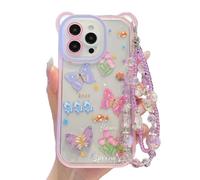 CrazyLemon Schutzhülle für iPhone X/XS, Transparentes TPU 3D Bunt Schmetterlings Blumenblüten Druck mit Trageband Design und Kameraschutz Cover für Frauen Mädchen - 02