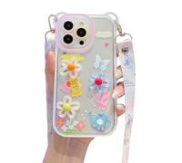 CrazyLemon Schutzhülle für iPhone XS Max, Transparentes TPU 3D Bunt Schmetterlings Blumenblüten Druck mit Trageband Design und Kameraschutz Cover für Frauen Mädchen - 07