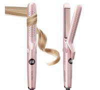 CrazyMar Lisseur à Air Froid et Boucleur Ionique 2-en-1, 9 Températures (110℃-230℃) pour Cheveux Bouclés/Lisses, Appareil de Coiffure Maison et Voyage (Rose)
