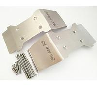 CrazyRacer Stainless Steel Front + Rear Skide Plate Protect Armor for HPI Mini Savage XS Flux - 2pcs