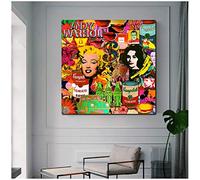 Crazystore Peintures sur Toile Affiche Moderne Vintage Andy Warhol Soupe Art Abstrait Peinture À l'huile Mur Photos pour Salon Décor À La Maison 60x60 cm sans Cadre