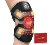 CRAZYTECH Genouillère de thérapie par lumière rouge améliorée - Masseur de genou avec 4 zones de vibration, 660 nm et 850 nm, contrôleur sans fil, appareil de thérapie par lumière rouge proche