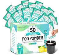 CRAZYTHUR Lot de 50 paquets de gel portable pour toilettes de camp, poudre de avec parfum de citron, gel écologique pour poudre de toilette portable, gel toilette de voyage pour camping en plein