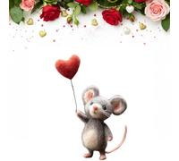 Crazyview Valentines Day Felt Mouse Ornaments, Needle Felted Mouse, Handmade Wool Felt Mice Figurines, Mini Wool Mice Figurines with Rose Flowers, Valentine Felted Gifts for Couples Him Her (Gray G)