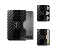 CRBNCNCPT Étui pour cartes en fibre de carbone avec compartiment à monnaie - Protection RFID - Pour homme - Noir - Portefeuille pour cartes de crédit - Étui pour cartes de crédit avec cordon pour