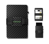 CRBNCNCPT® Étui pour cartes en fibre de carbone avec protection RFID pour homme - Portefeuille pop-up pour cartes de crédit - Étui pour cartes de crédit intelligent avec bande pour billets - Cadre en