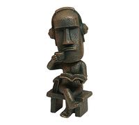 CRCAH Statue Moai - Décoration d'île de Pâques - 15,2 cm - Décoration en pierre en résine pour accessoires de chambre, sculpture antique pour bureau (lire un livre)