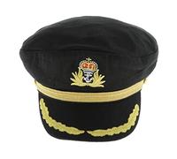 CRDARAAV Chapeau de capitaine yacht pour adulte, chapeau de marin pour cosplay, fête, costume noir adulte
