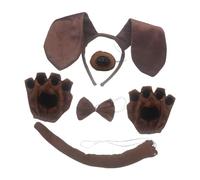 CRDARAAV Serre-tête et queue avec oreilles de chien pour Halloween, cosplay, bal masqué, performance pour enfants, marron, sans robe, 38 x 36 cm