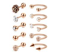 Crdifu 10 pcs Tragus Helix Cartilage Boucle D'oreille Goujons Daith Tour Conque Fer ¨¤ Cheval Anneau En Acier Inoxydable 16G Piercing Bijoux