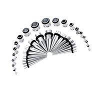 Crdifu 36pcs Oreille ¨¦tirement Kit Acrylique Cierges Bouchons de Silicone Tunnels Grandes Oreille Jauges Expander Piercing Bijoux (1.6-10mm)
