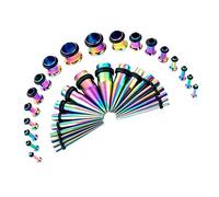 Crdifu 36pcs Oreille ¨¦tirement Kit Acrylique Cierges Bouchons de Silicone Tunnels Grandes Oreille Jauges Expander Piercing Bijoux (1.6-10mm)