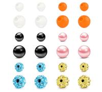 Crdifu Boules piercing argentées blanches multicolores 14G 5mm 8mm | Embouts de rechange 1,6mm pour tiges à filetage interne ou externe, zircon, effet opale, perle, céramique & lumineux