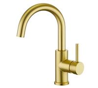 CRE Robinet Cuisine Évier, Robinet Lavabo Pivotant à 360°, Mitigeur à Bec Haut,pour Salle de Bain ou Petite Cuisine,Or brossé