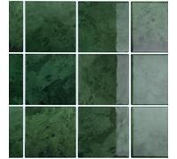 CRE8TIVE Credence Adhesive Effet Marbre Carrelage Adhesif Mural Cuisine 16 Pièces 3D Dalle PVC Adhesive Murale Vert Mosaique Carré Carrelage Adhesif Salle de Bain Imperméable Buanderie 30.5cm x 30.5cm