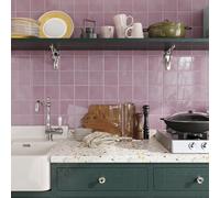 CRE8TIVE Credence Adhesive pour Cuisine Rose Carrelage Adhesif Mural Salle de Bain Imperméable Dalle PVC Adhesive Murale Marbre Mosaique Carrelage Carré Cheminee Buanderie 30.5cm x 30.5cm 4 Pièces