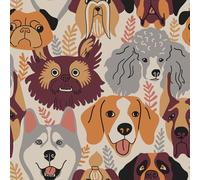 CRE8TIVE Papier Peint Adhesif Mural Chien Vinyle Adhesif Autocollant Animalier Chiot Gris Orange 30.5 x 300cm Papier Peint Chambre Enfant Impermeable Papier Adhesif pour Meuble Armoire Cuisine Salon