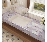 CRE8TIVE Papier Peint Adhesif Mural Marbre Impermeable Marbre Rose Or Brillant Vinyle Adhesif pour Meuble Cuisine Papier Peint Autocollant Salon Armoire Salle de Bain Plan de Travail 30 x 200cm