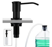 CREA Distributeur de Savon Encastrable, Distributeur Savon Evier Cuisine, Distributeur Savon Integre avec Bouteille 500ML et Ensemble de rallonge de 1,0 m, Recharge du Haut, Noir