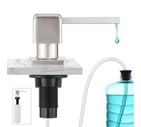 CREA Distributeur de Savon Encastrable, Distributeur Savon Liquide Encastrable avec Bouteille 500ML et Ensemble de rallonge de 1,0 m, Distributeur Savon Evier Cuisine Rotatif à 360°, Acier Inoxydable